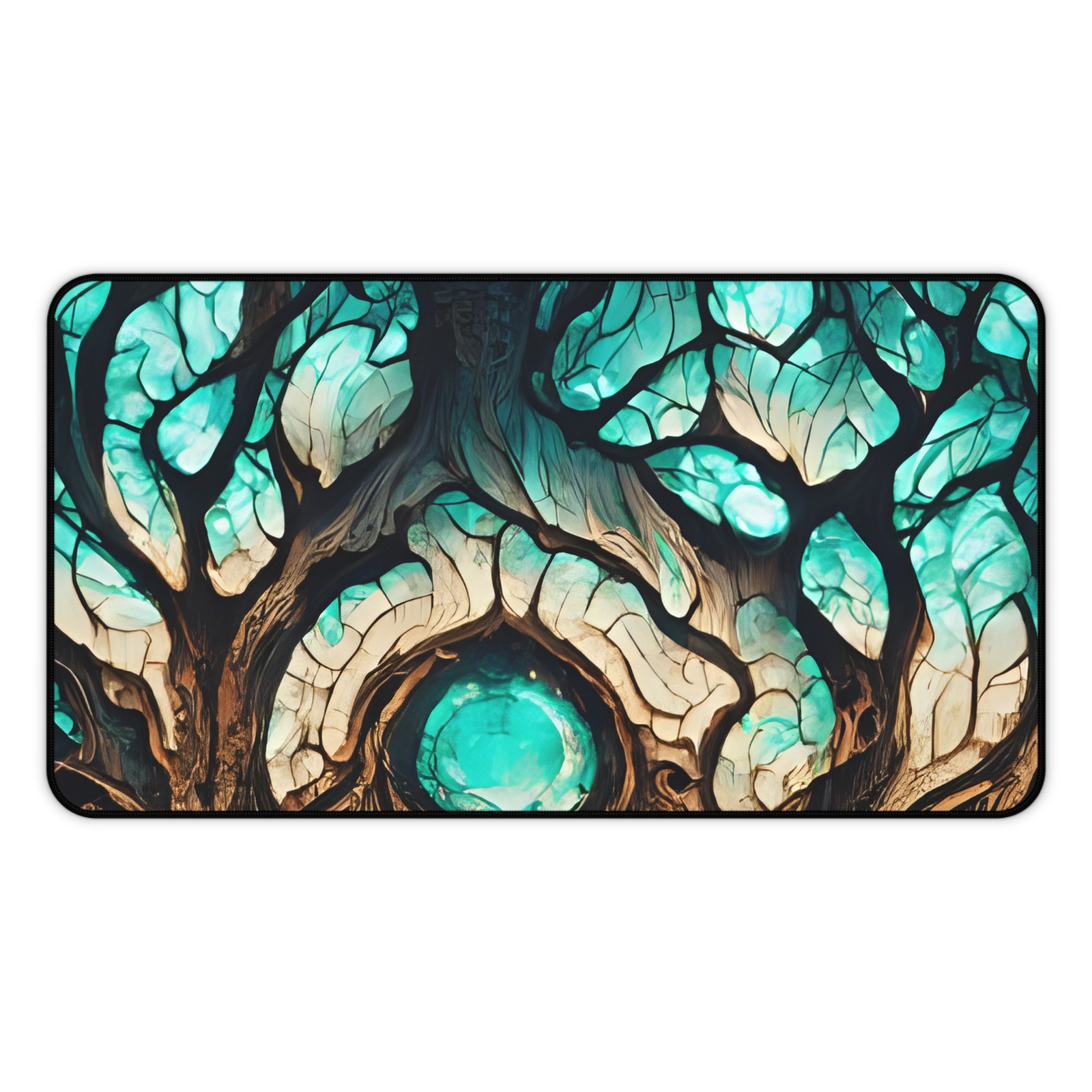 Diamond Teal Jewel Tree Gaming Mouse Pad XL Desk Mat Non-Slip Neoprene Fantasy