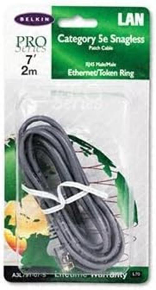 Belkin Cat5e, 10/100 Base-T Patch Etherent Computer Cable 7' in Gray 1 Pack
