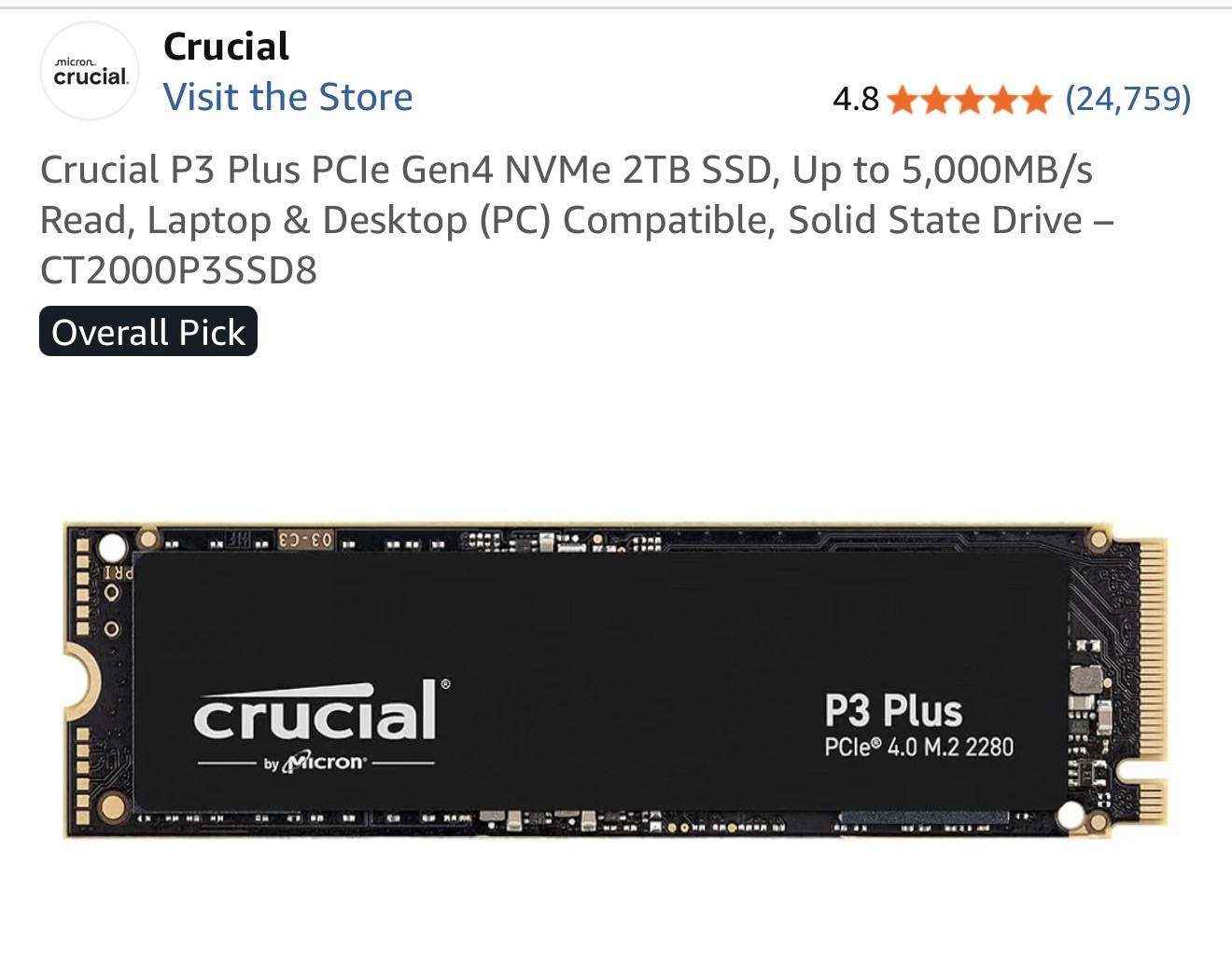 Crucial P3 Plus 2TB