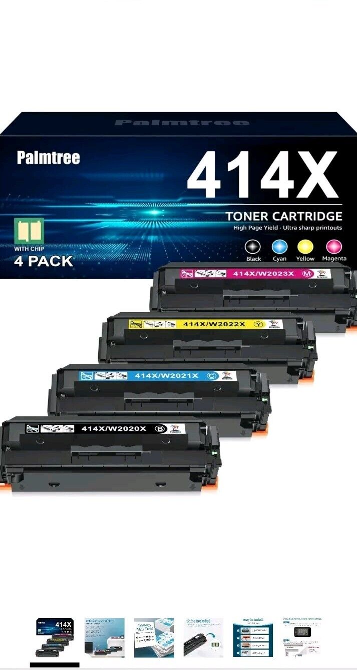 Palmtree 414X Toner Cartridges 4 Pack High Yield (with Chip) Replacement for ...