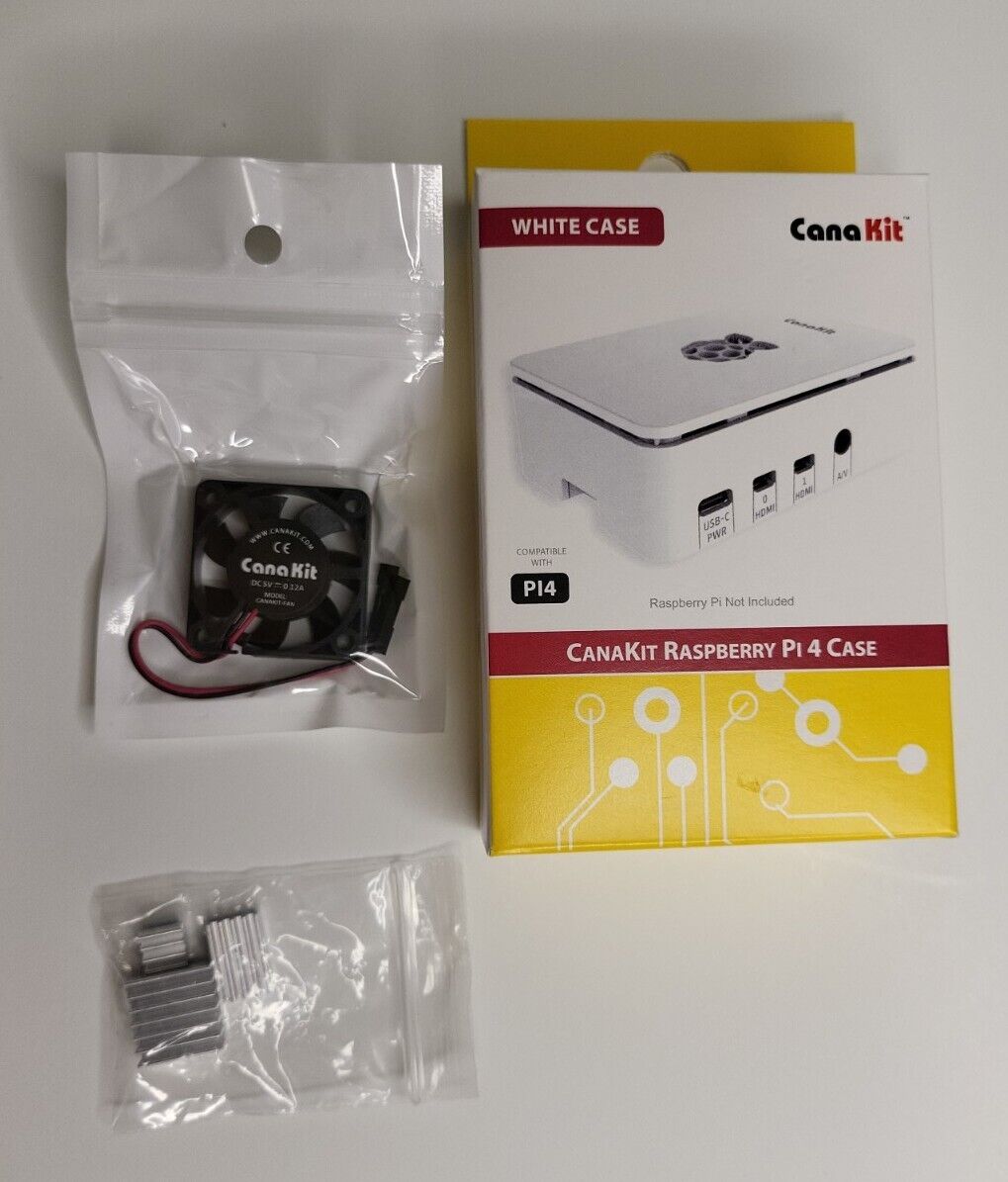 CanaKit Case for Raspberry Pi 4 Case White High-Gloss Finish + Fan + Heatsink 