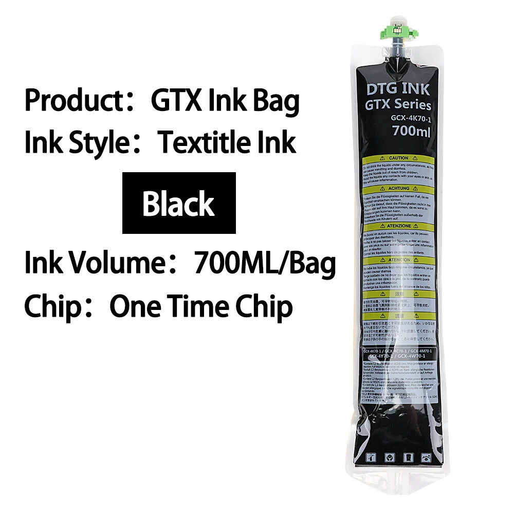  700ml DTG Ink Bag For Brother GTX Ink And Chip GTX-400 GTX-422 GTX-600 printer