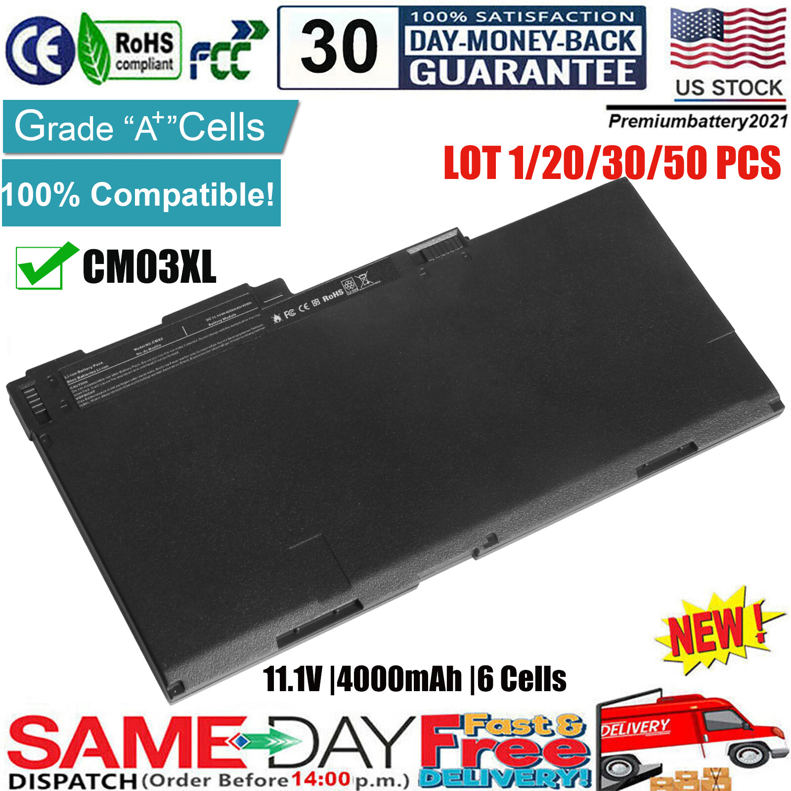 ✅LOT CM03XL Battery For HP EliteBook 840 850 G1 G2,845 740 745 G1 G2 717376-001