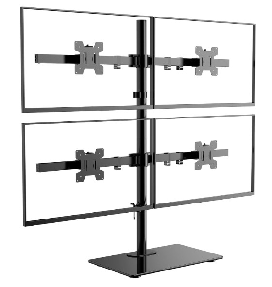Freestanding Quad Monitor Mount for 17-27 Inch Screens, Fully Adjustable 4 Monit
