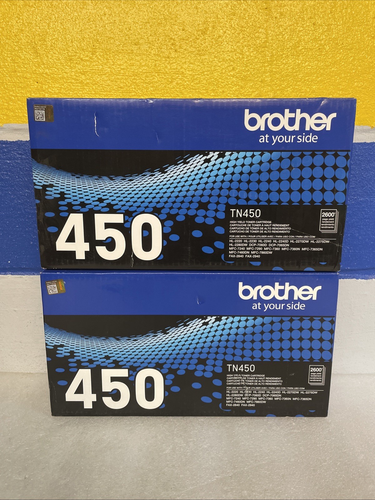 Brother Genuine TN-450 High Yield Toner Cartridge TN450 Lot Of 2 New Sealed