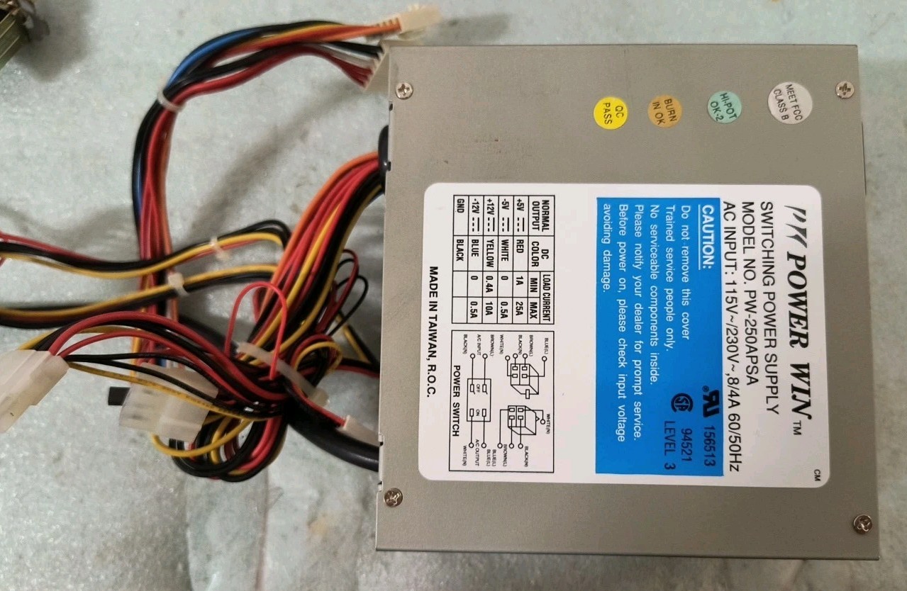 RARE VINTAGE POWER WIN  MODEL PW-250APSA AT 250 WATT SWITCHPOWER SUPPLY DS-PS-2