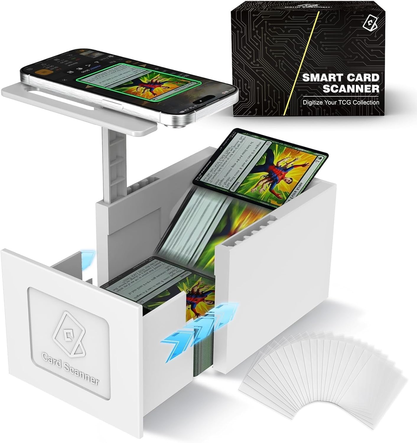 Card Scanner Stand with LED Light for TCG & MTG Sports Cards - Hands-Free Phone