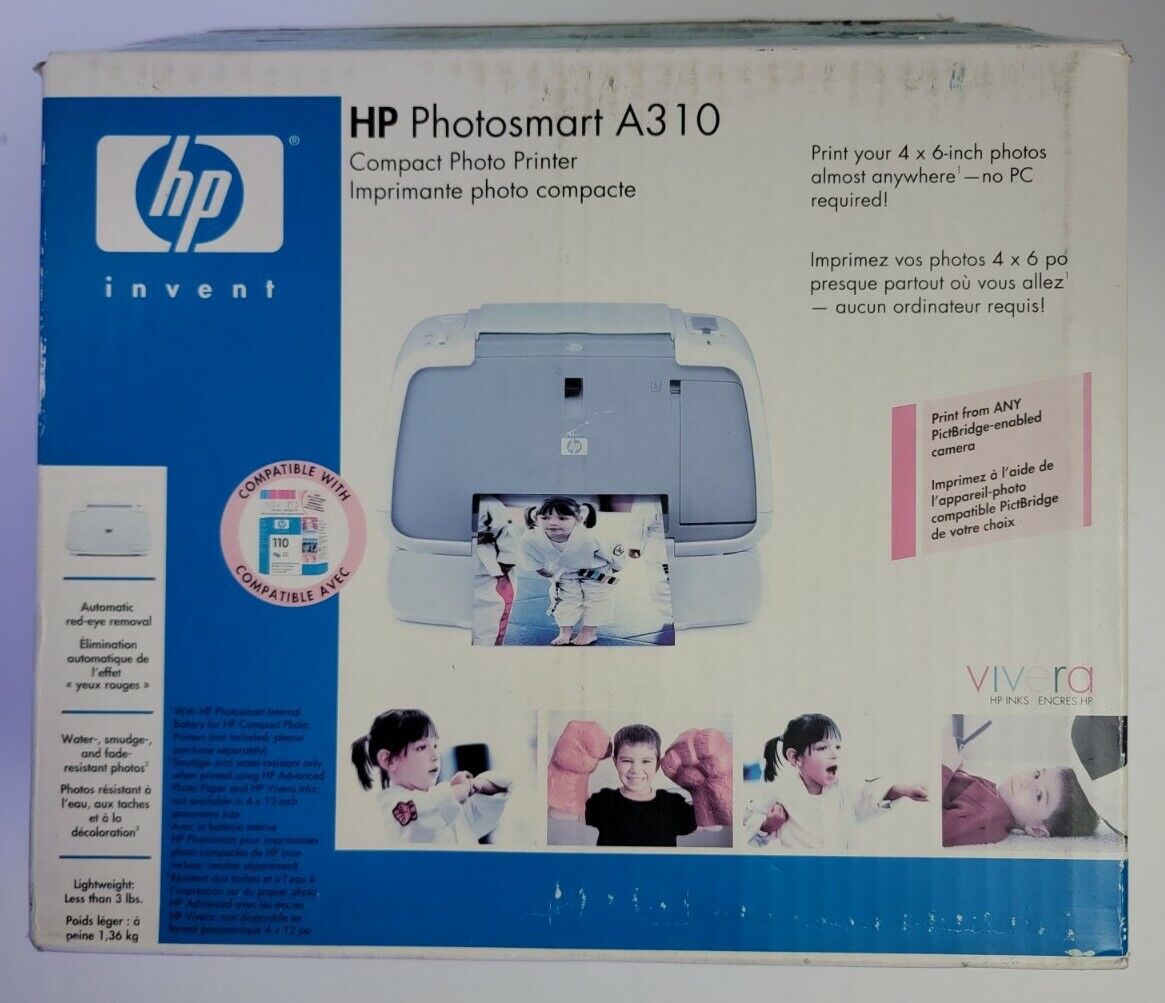 HP Photosmart A310 Mobile Digital Photo Inkjet Printer, See Description. 