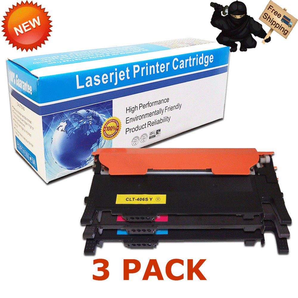 3 PK CLT-C406S M406S Y406S COLOR Toner SET for Samsung CLP-365W CLX-3305FW C410W