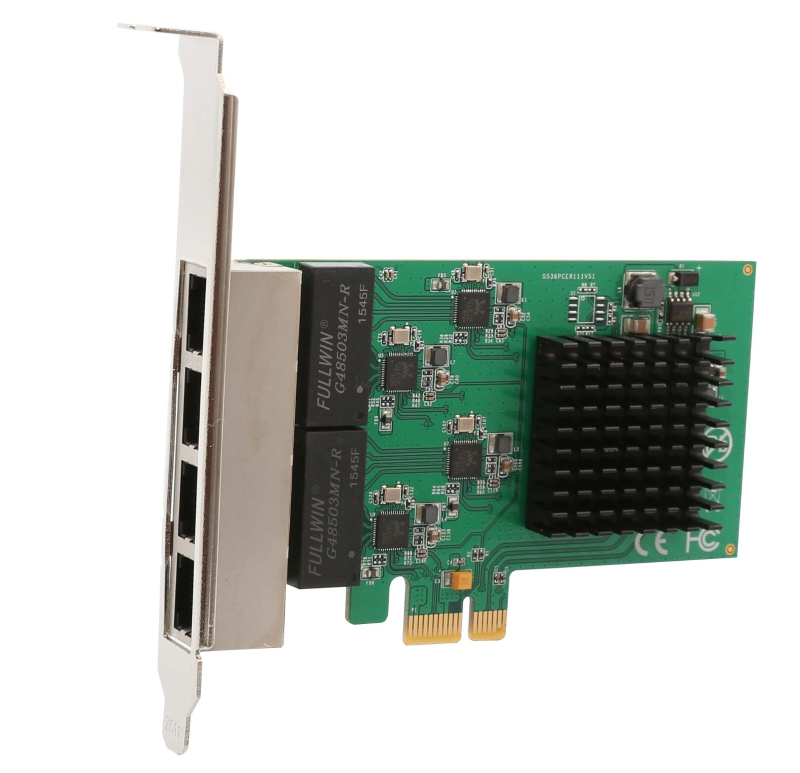 PCI-Express 2.0, x4, 4-Port Gigabit Ethernet RJ45 Card, Realtek+ASMedia Chipsets