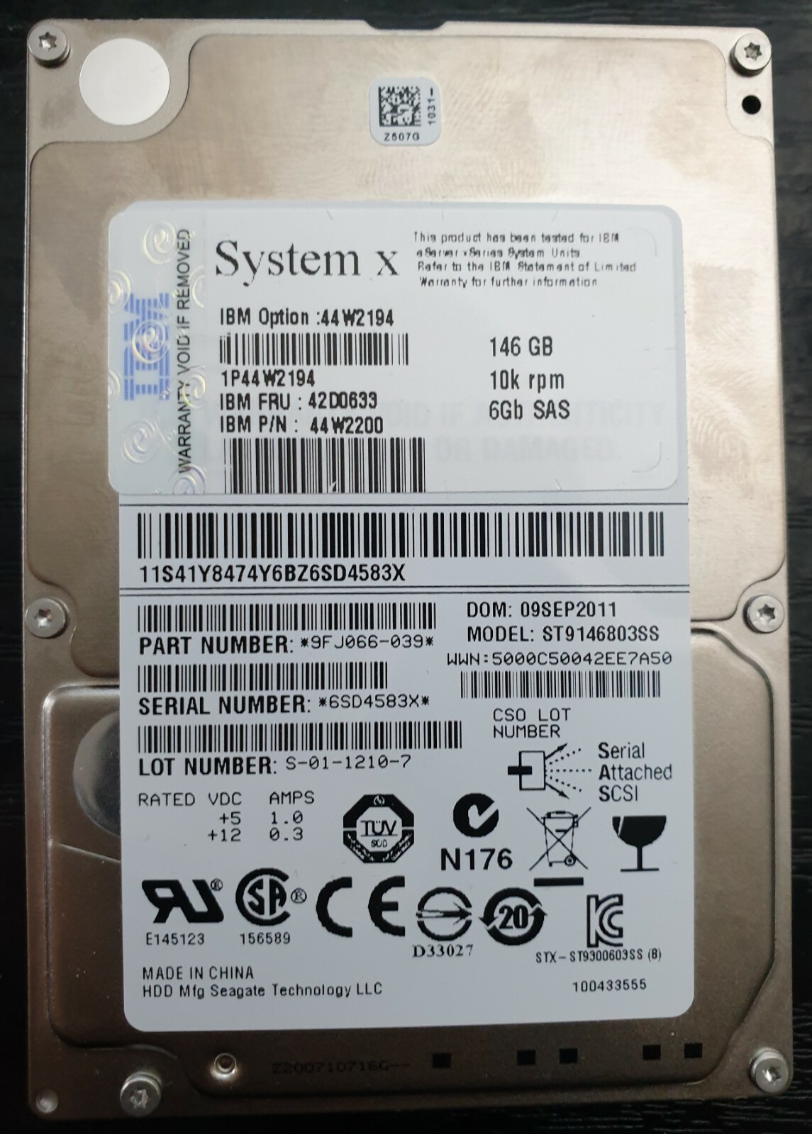IBM 43X0824 43X0825 42C0248 Hard Drive 146GB 10K SAS 2.5 Hard Drive