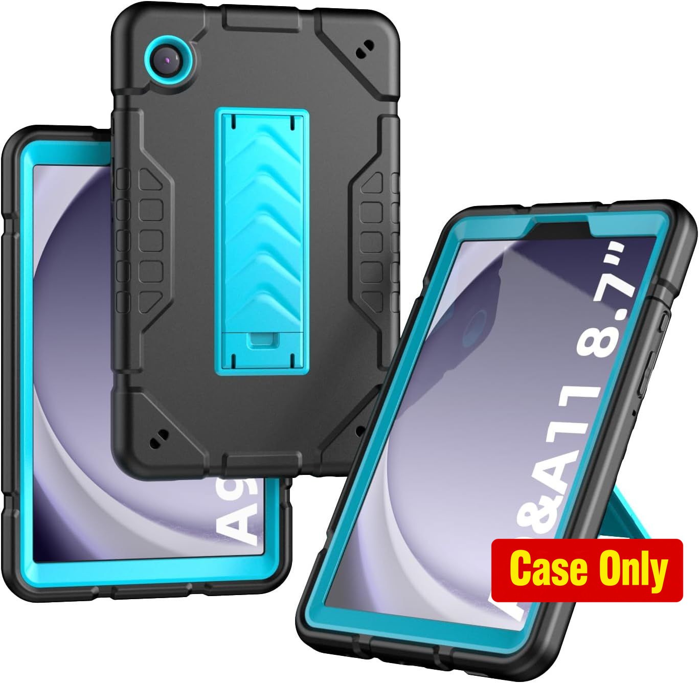 Shockproof Heavy Duty Case for Galaxy Tab A11 8.7", Protective Cover, Black+Blue
