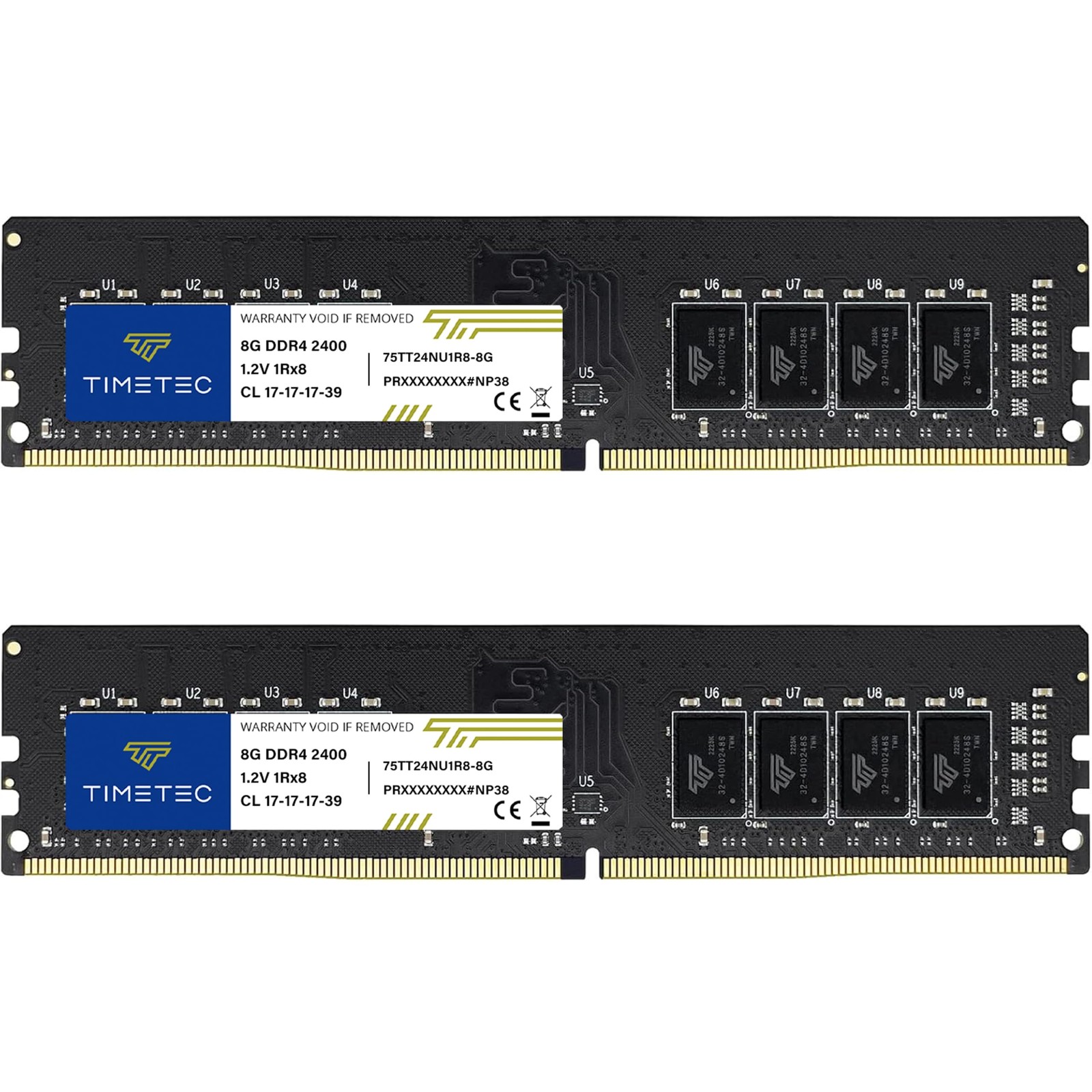 Timetec 16GB (2x8GB) DDR4 2400MHz (PC4-2400T) PC4-19200 Desktop – 288-Pin 1.2V
