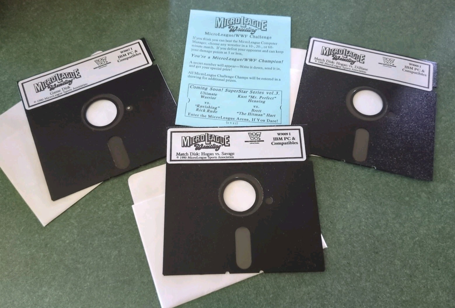 Micro League WWF Superstars PC IBM Disk 5.25" Game 1990 Hulk Hogan Wrestling