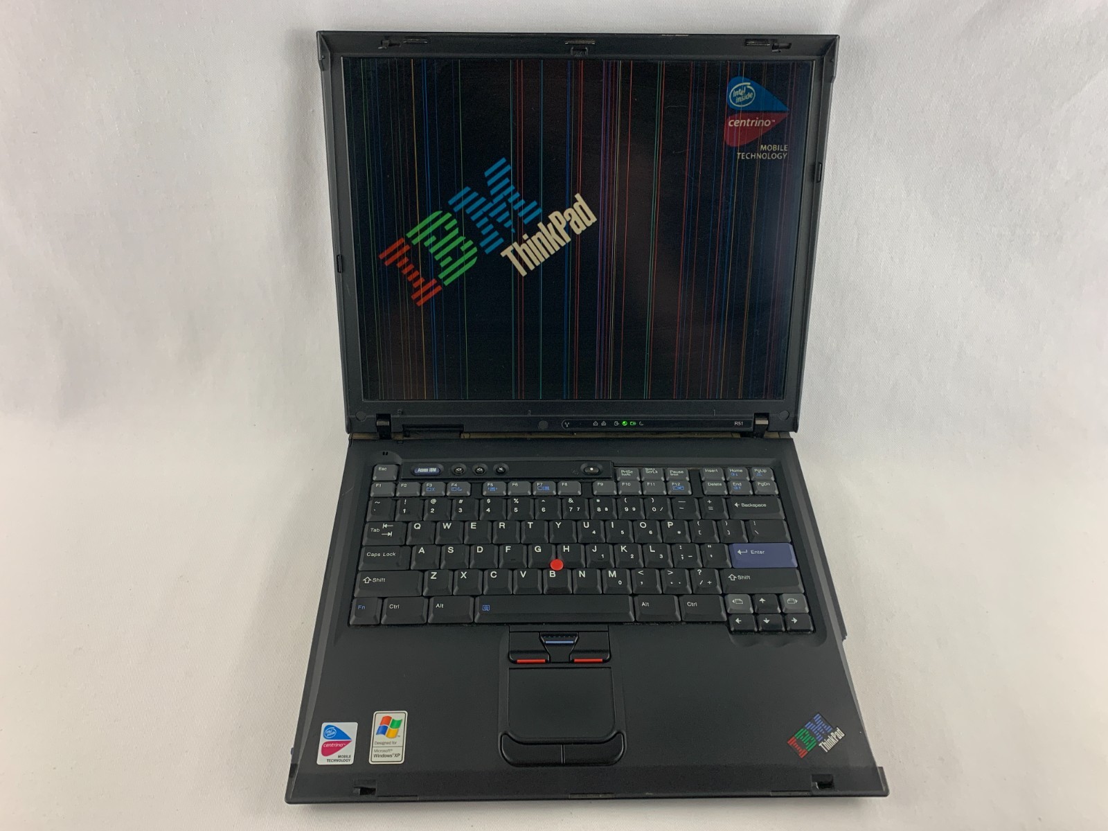 IBM ThinkPad R51 Laptop For Parts/Repairs No HDD/ Caddy/ OS Bad Screen Good Batt