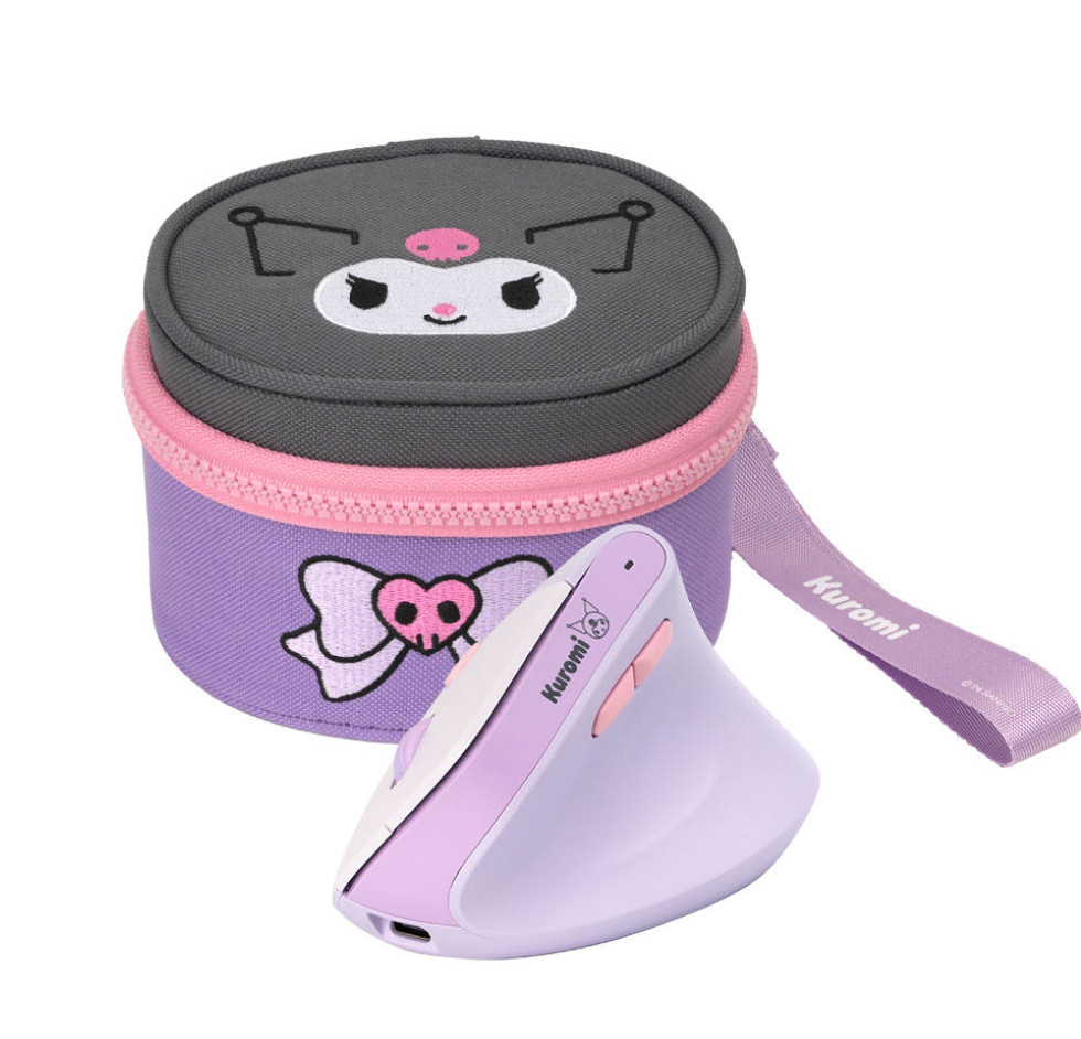 Sanrio Kuromi Wireless Silent Vertical Mouse Ergonomic Rechargeable w/ Pouch