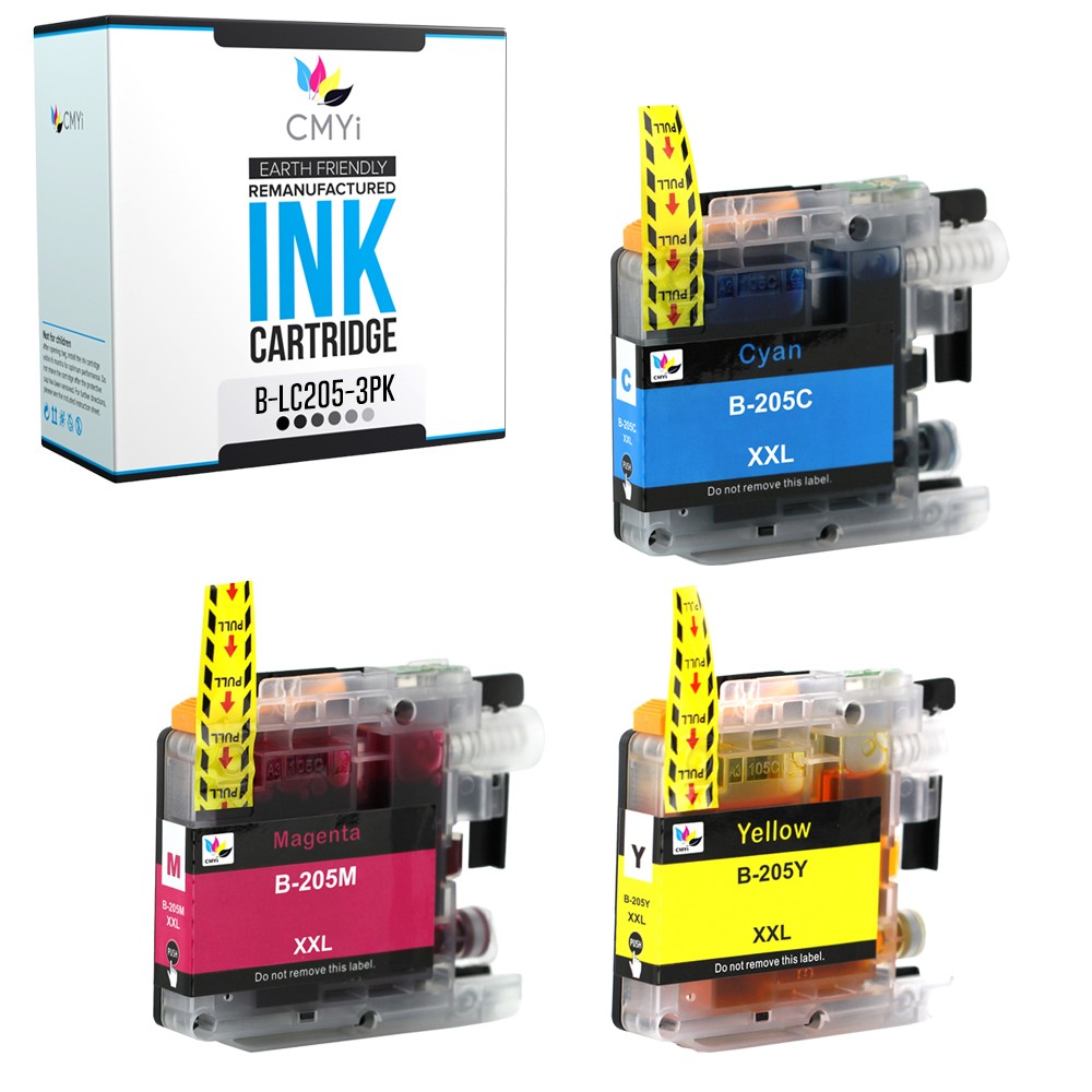 3-Pack Compatible LC205 Color Ink Cartridges fits Brother MFC-J5620DW J5720DW