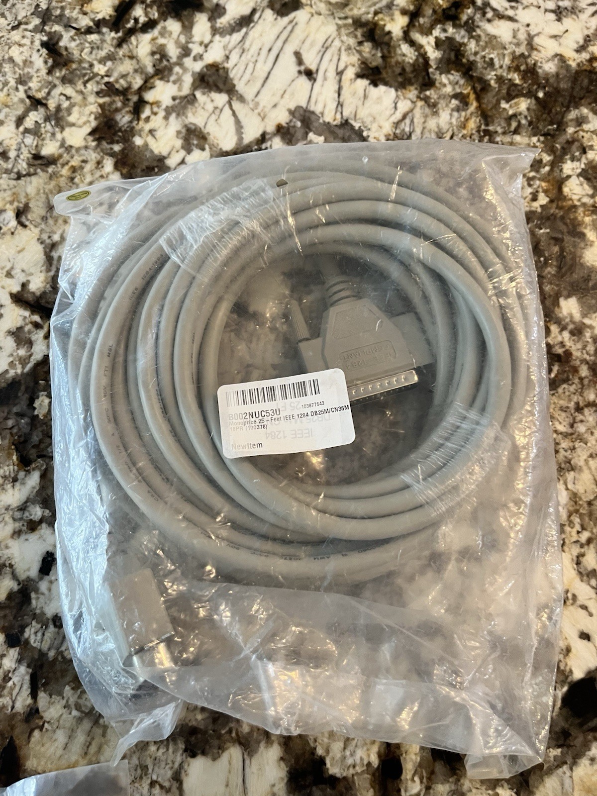 25FT DB25 25-Pin IEEE1284 Male to Female Parallel Extension Cable Gray Cord