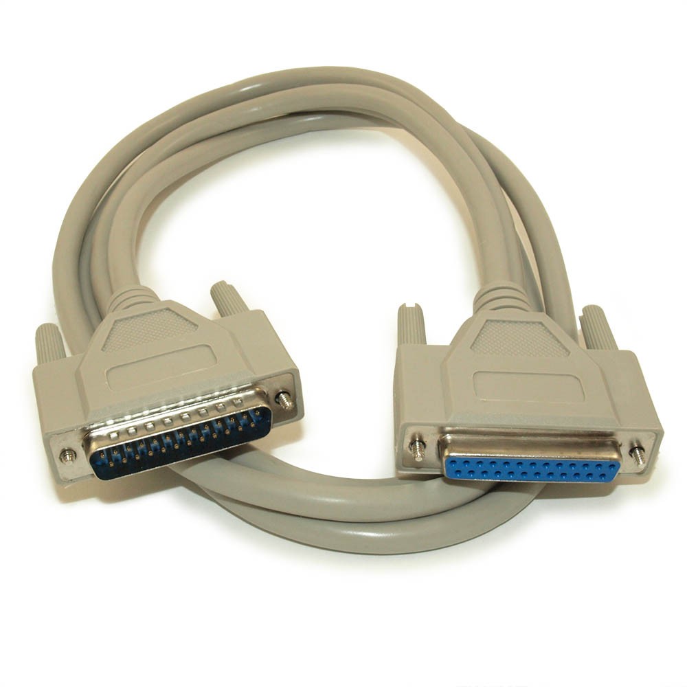 12IN Serial DB25 RS-232 Male to Female Extension Cable Beige Ltd Lifetime Wty