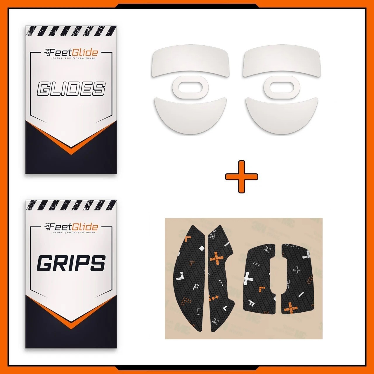 FeetGlide PTFE Mouse Skates & Grip Tape Bundle for Corsair M55 Wireless