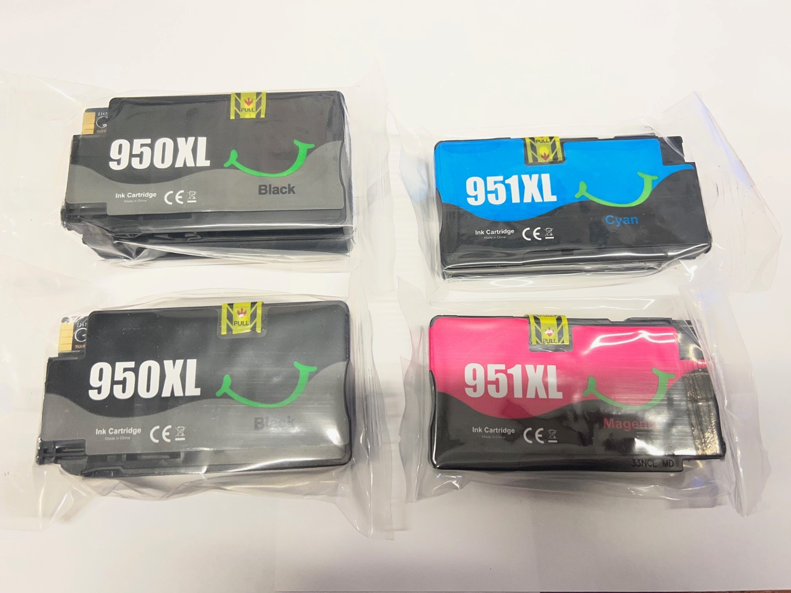 4-Pack EZINK  950XL 951XL 2 BLACK - 1 MAGENTA - 1 CYAN  NEW