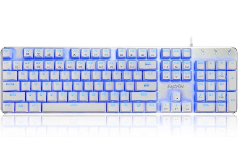 EagleTec kg061-BR Mechanical Keyboard Wired Ergonomic Brown Switches 87 Keys