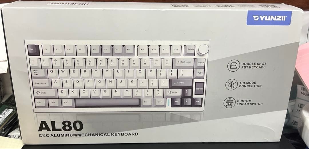 YUNZII AL80 Mechanical Keyboard Wireless Gaming White Gray JP Unused