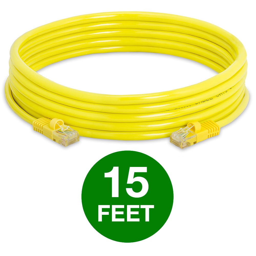 20 PCS Cat5e Patch Cable 1.5-15ft LAN Ethernet Cord for Gaming/Streaming Yellow