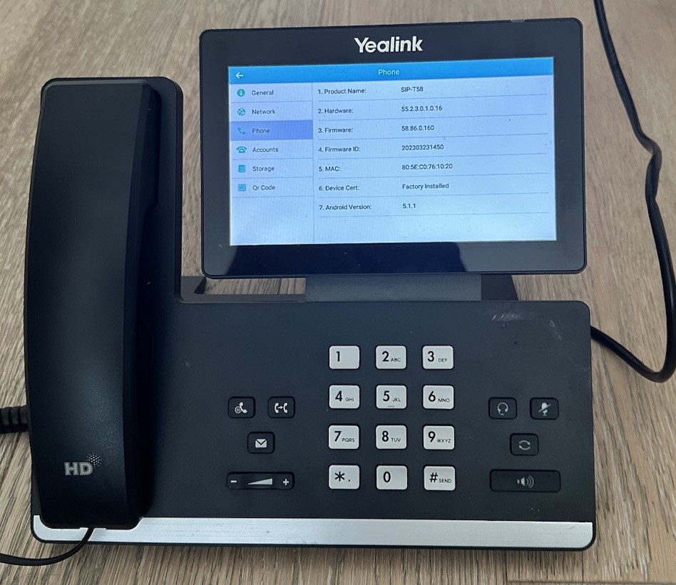 Yealink SIP-T58 Smart Business IP Phone 7in Touchscreen WiFi PoE SIP Firmware