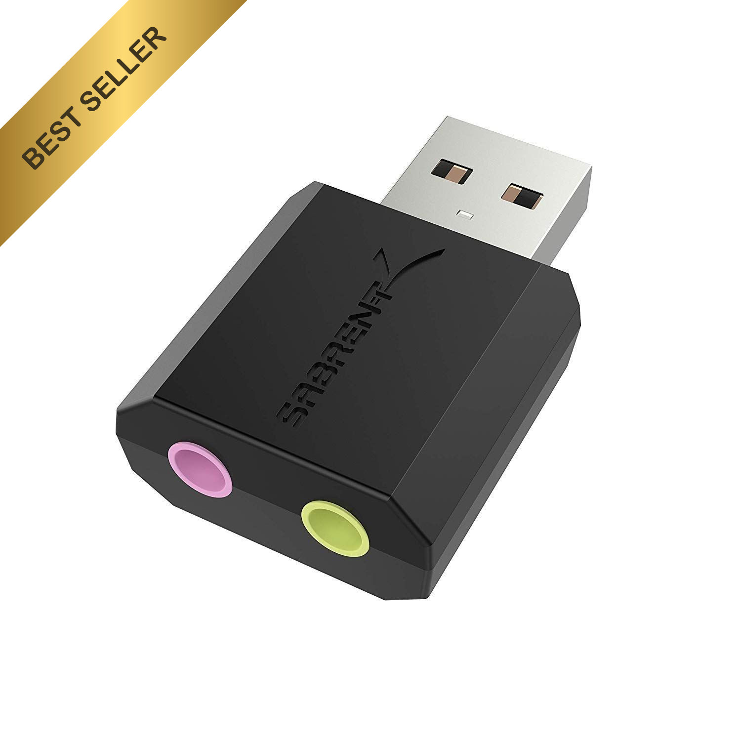 SABRENT USB External Stereo Sound Card Adapter AU-MMSA Windows Mac 3.5mm Audio