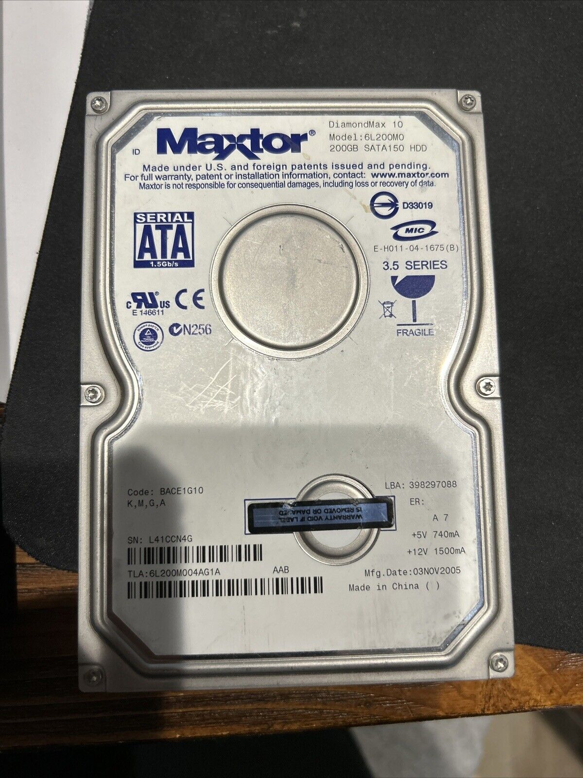 Maxtor 200GB DiamondMax 10 6L200M0 SATA150 3.5