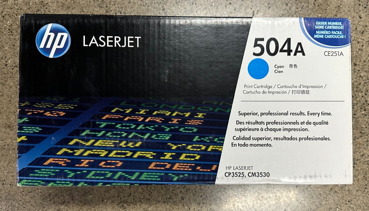 HP 504A (CE251A) Cyan Original LaserJet Toner  Cyan OEM GENUINE SEALED
