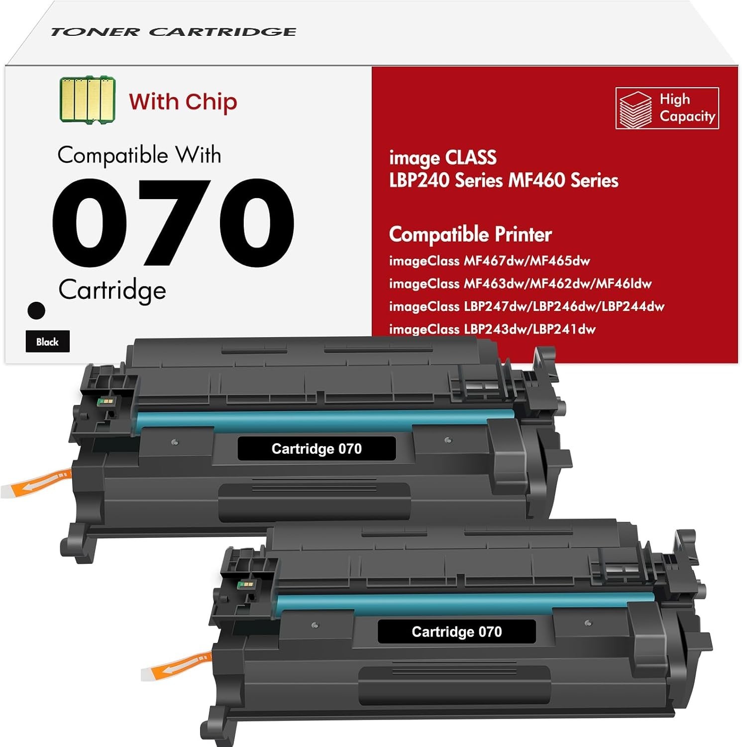 Chip 070 Black Toner Cartridges 2-Set Canon imageClass MF465dw LBP247 Compatible