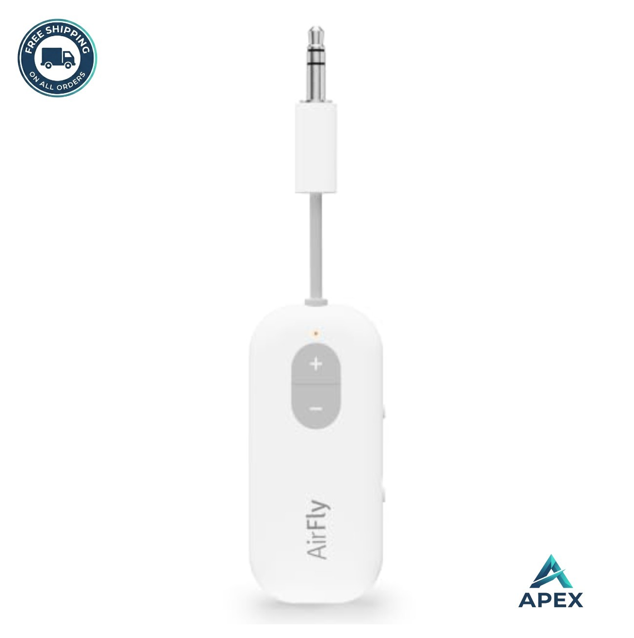 Bluetooth Audio Transmitter Adapter 3.5mm Jack USB-C 20 Hour Battery White