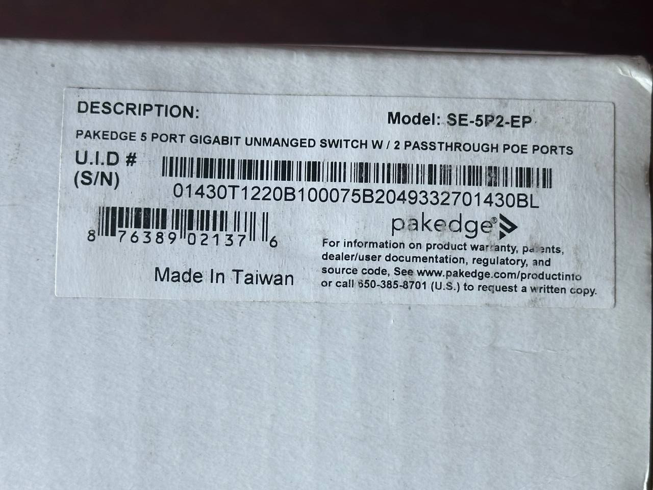 Pakedge Devices SE-5P2-EP 5 Port PoE Powered Gigabit Ethernet Switch (G101)
