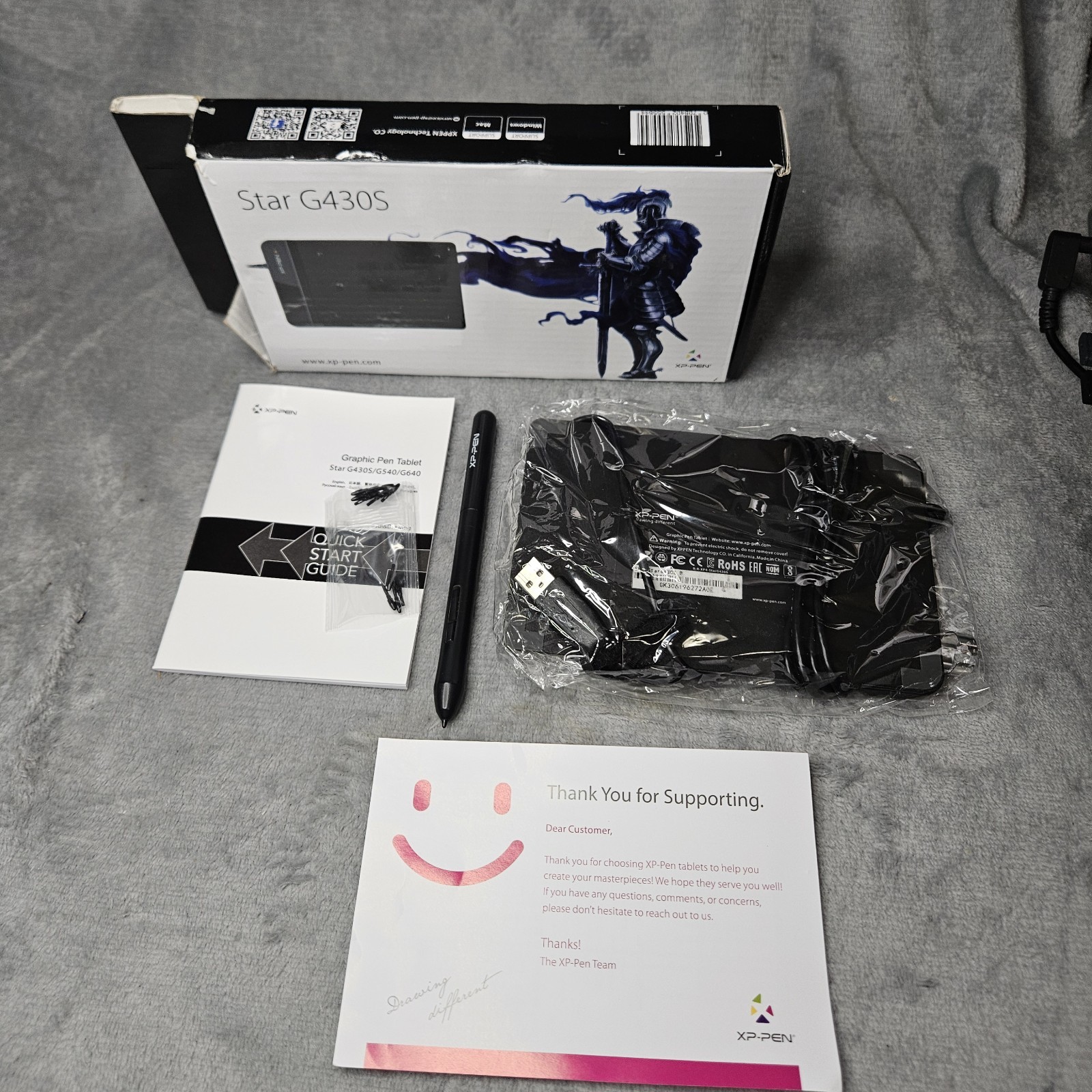 XP-Pen Star G430S Graphics Drawing Tablet with Stylus Pen Tested USB