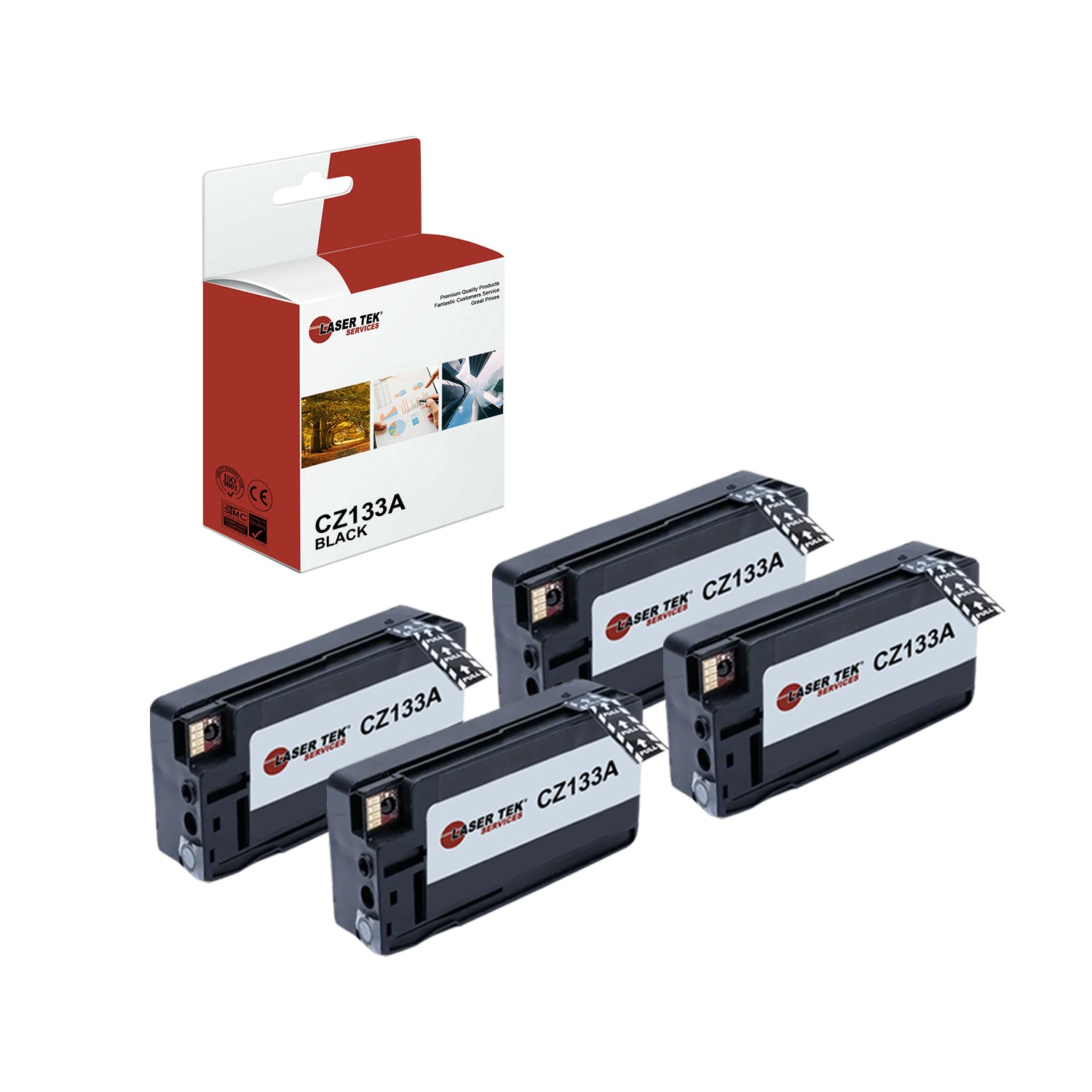 4Pk LTS 711XL CZ133A Black HY Compatible for HP DesignJet T120 520 Ink Cartridge