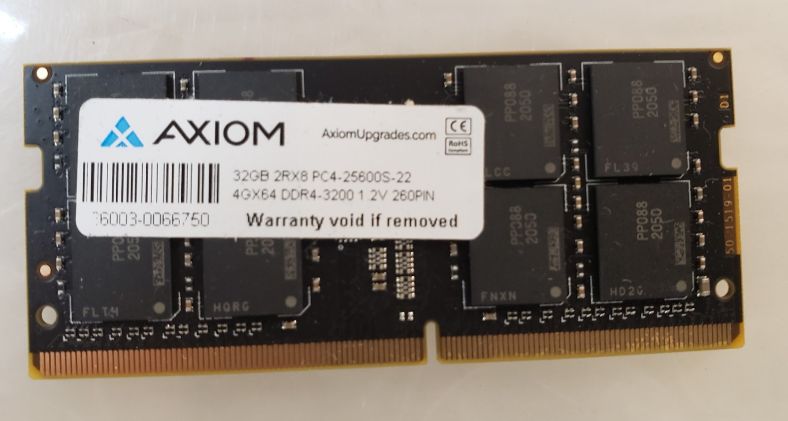Axiom 32GB DDR4-3200 4Gx64 2RX8-25600S-22 SODIMM Memory RAM