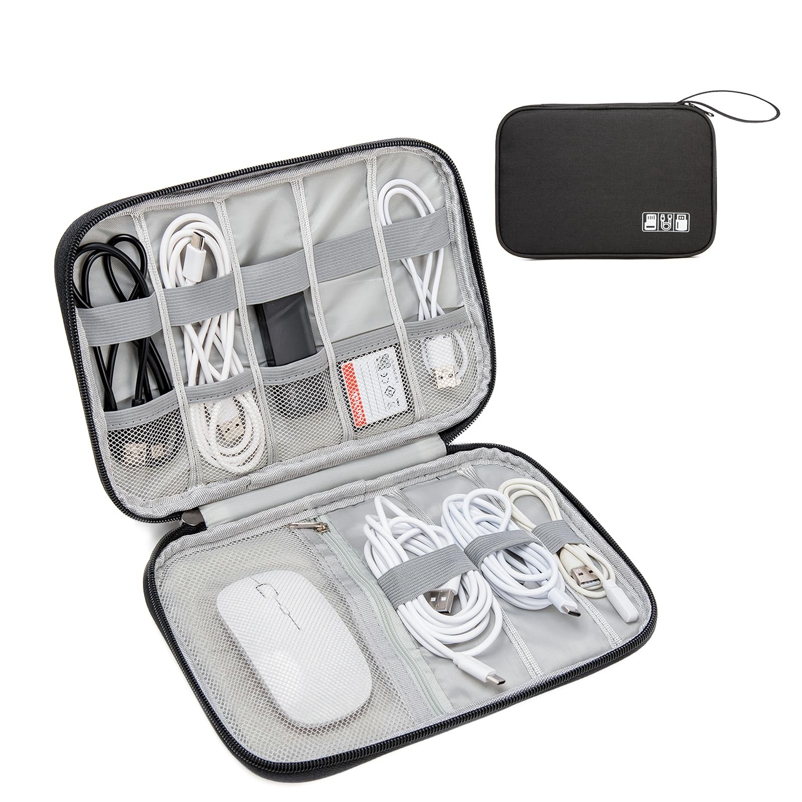 ZBEZBE Electronic Organizer Case for Chargers, Cables & Tech S, black