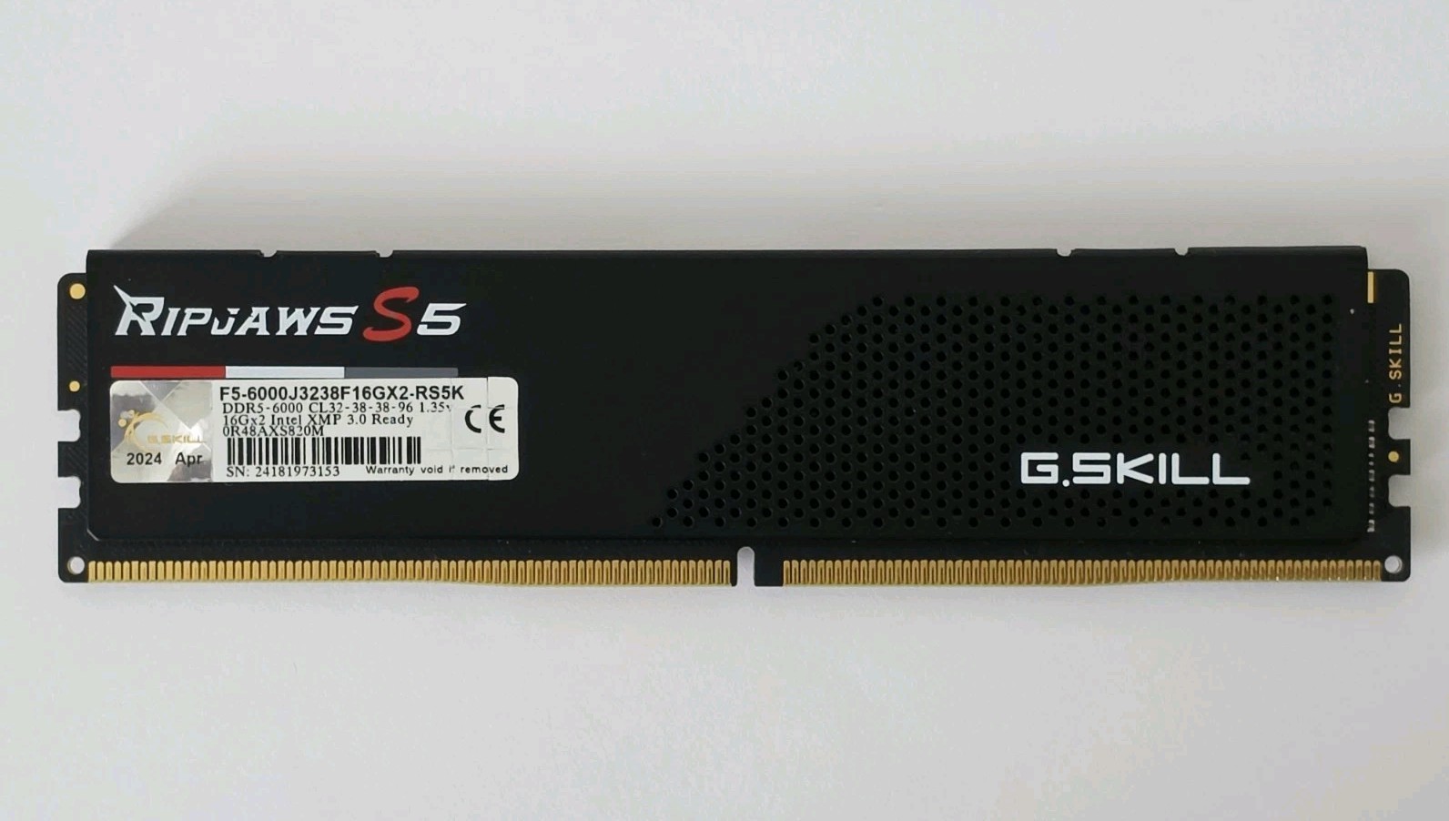G.Skill Ripjaws S5 16GB (16GBx1) DDR5 6000MHz CL32 RAM UDIMM Desktop Memory 