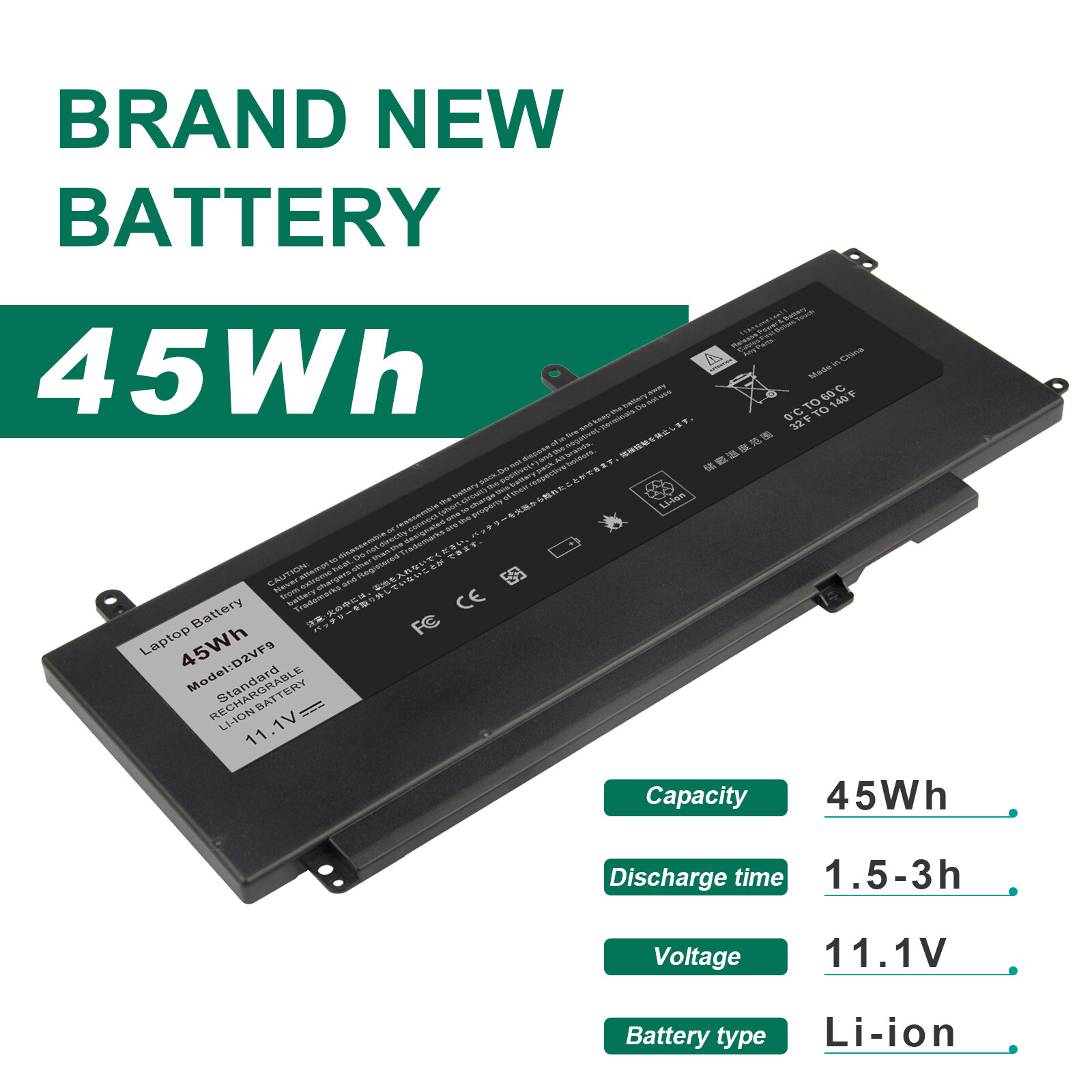 D2VF9 Battery For Dell Inspiron 15 7000 Series 15-7547 15-7548 14-5459 V5459 PC