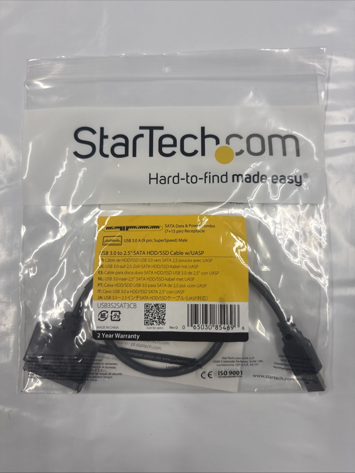 Startech  USB 3.0 to  2.5" Sata HDD/SSD Cable NEW A3