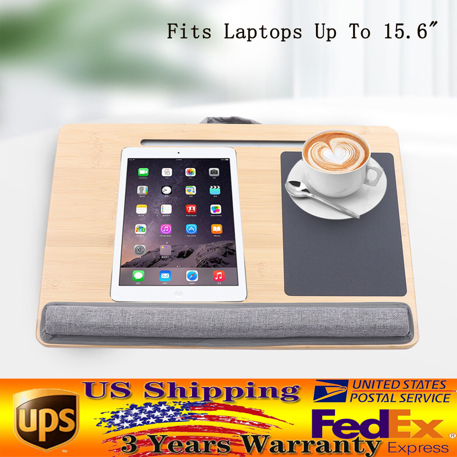 15.6'' Portable Laptop Table Stand Tray Sofa Bed Notebook Computer Soft Holder