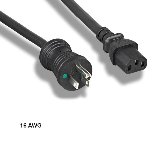 10x 15ft 16 AWG Hospital Grade Power Cable NEMA 5-15P to C13 13A/125V Blk