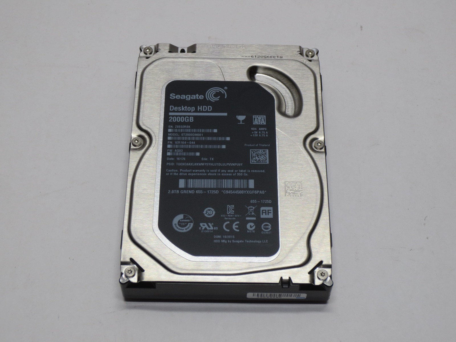 Seagate Apple PC 2TB 3.5" SATA III Computer Hard Drive HDD ST2000DM001 655-1725D