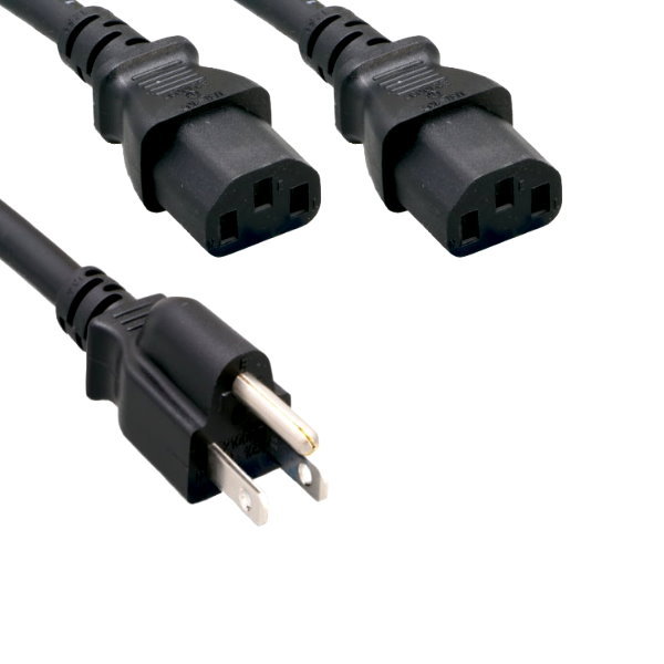 Lot of 10pcs AC Power Cord Y Splitter Cable 5-15P/2x C13 SJT 16AWG 13A 125V UL