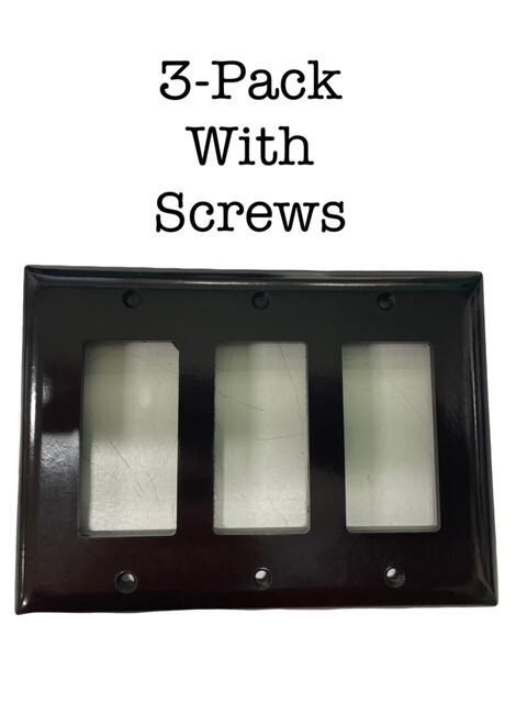 SWITCH COVER PLATE (3 PACK) 3 Gang Wall BROWN Cover Faceplate ROCKER