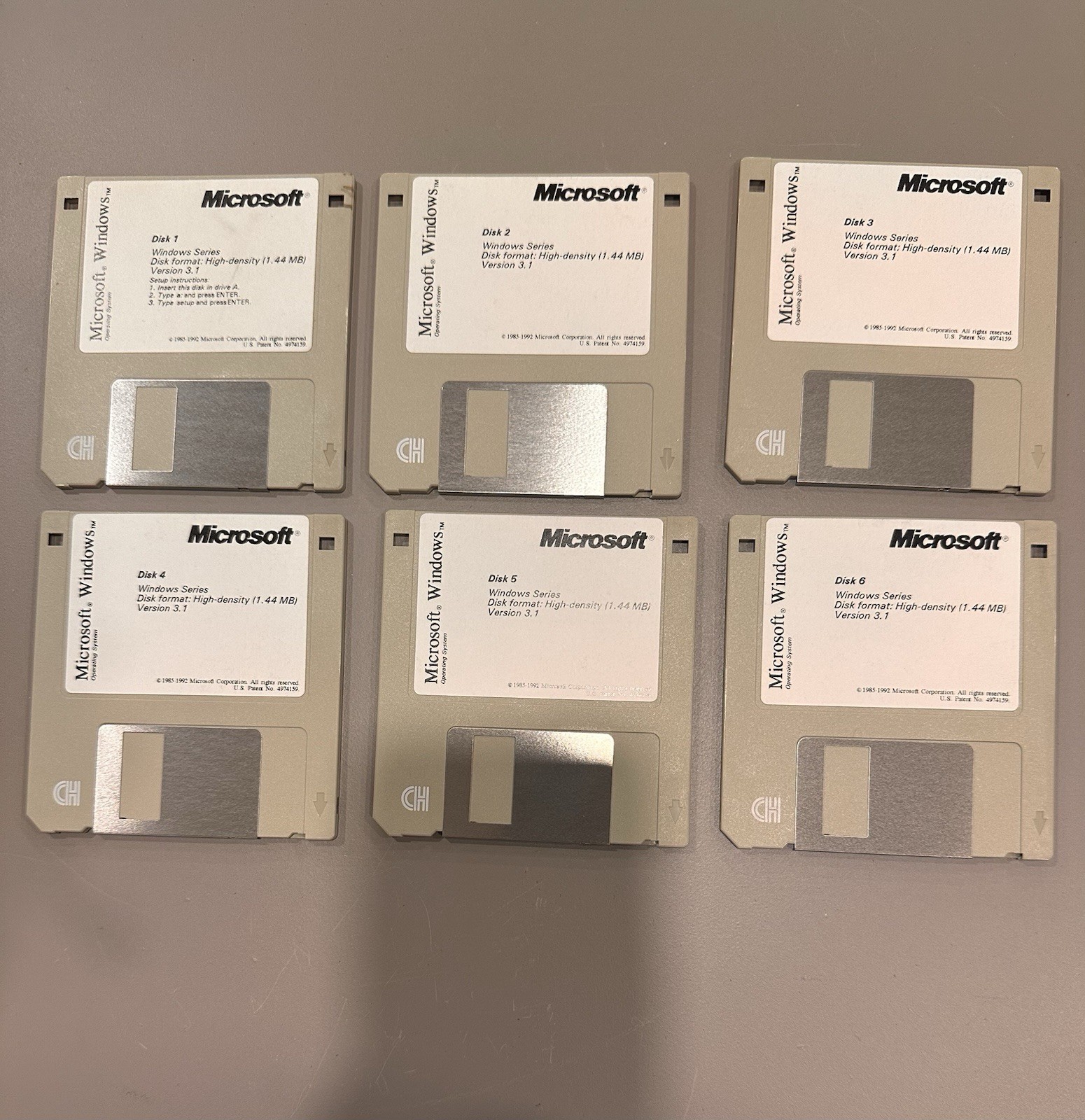 Microsoft Windows 3.1 (1985-1992) Complete 6-Disk Set Vintage 3.5 Floppies Rare