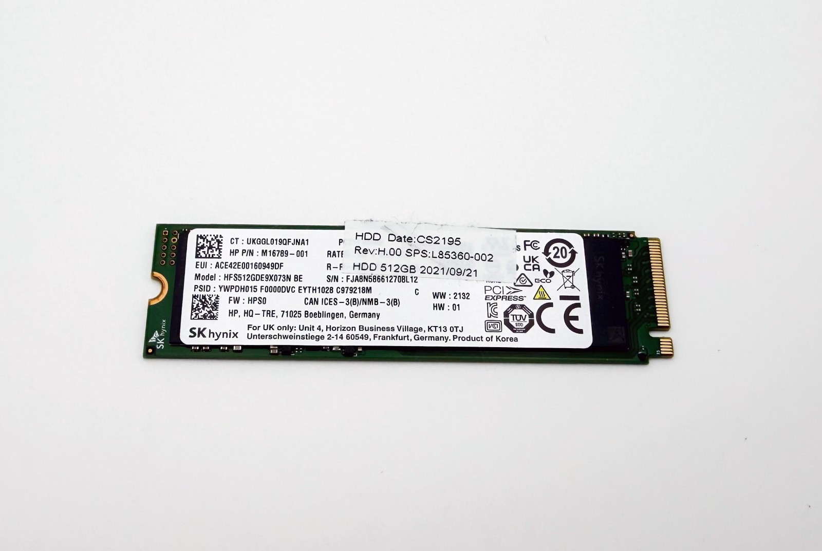 SK Hynix PC711 NVMe 512GB M.2 Laptop NVMe PCIe 3 SSD Solid State HFS512GDE9X073N