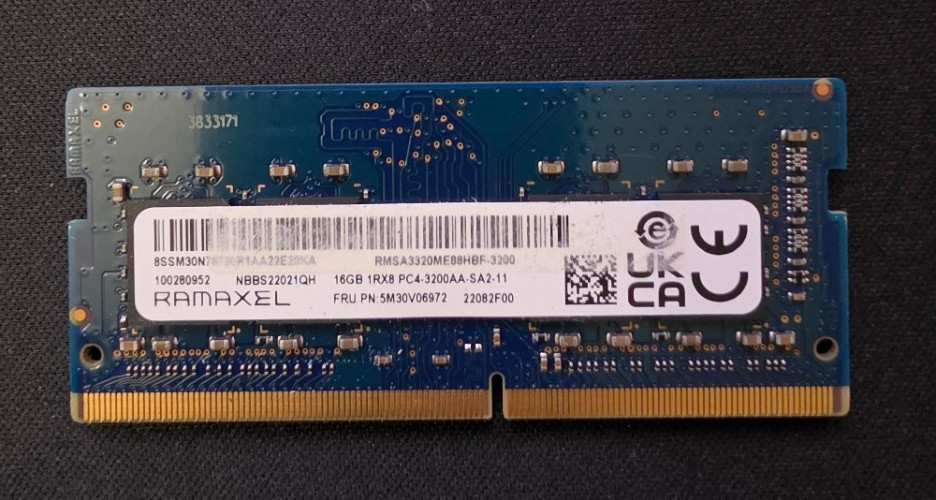 Lenovo Ramaxel 16GB DDR4 3200MHz SODIMM Laptop RAM 1Rx8 PC4-25600
